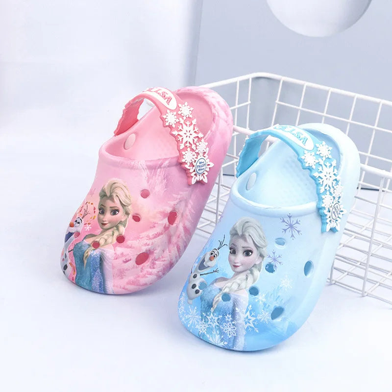 Disney Princess Frozen Elsa Summer Children's Slipper Kids Sandals Girls Garden Shoes Waterproof Non-slip Slippers Hole Shoes