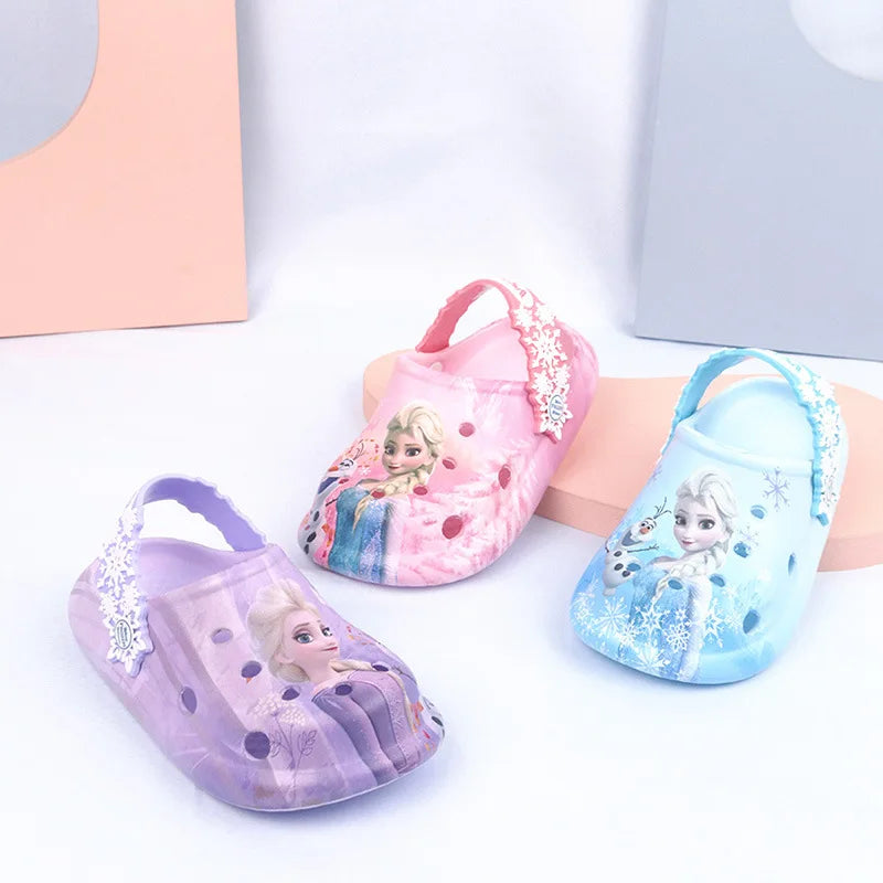 Disney Princess Frozen Elsa Summer Children's Slipper Kids Sandals Girls Garden Shoes Waterproof Non-slip Slippers Hole Shoes