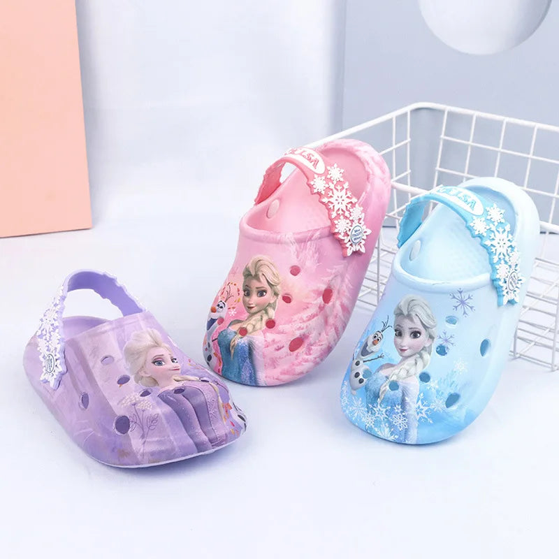 Disney Princess Frozen Elsa Summer Children's Slipper Kids Sandals Girls Garden Shoes Waterproof Non-slip Slippers Hole Shoes
