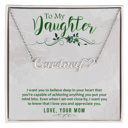 Heart Name Necklace - For Daughter From Mom